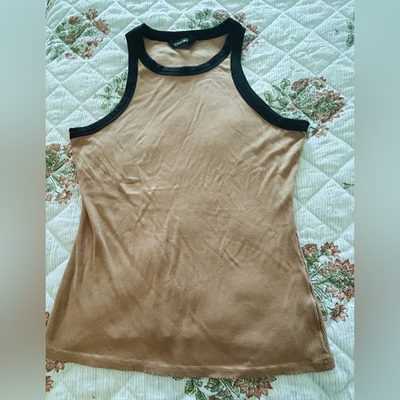 Chic  Me Women's Black and Tan Tank Top size XL - Picture 2 of 6